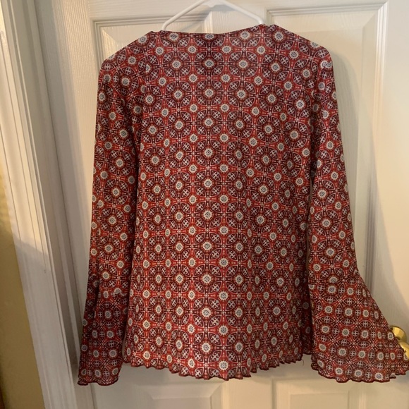 Beautiful Ruffled Red Ladies Blouse - Picture 8 of 8